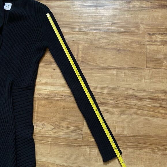 Cabi M Black Sweetheart Open Waterfall Cardigan Long Rib Knit Sweater Witchy - Picture 15 of 16